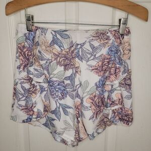 Minkpink floral high waist ruffle front shorts xs